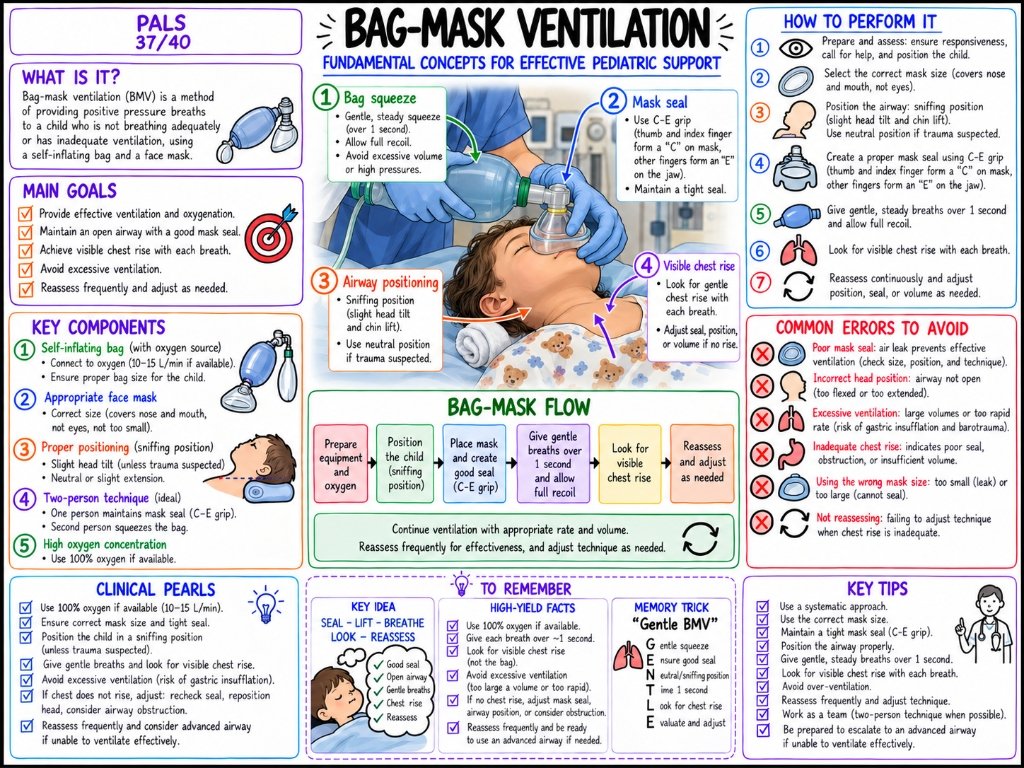 PALS 37/40: Bag-Mask Ventilation (BMV) — Fundamental Concepts for Effective Pediatric Support