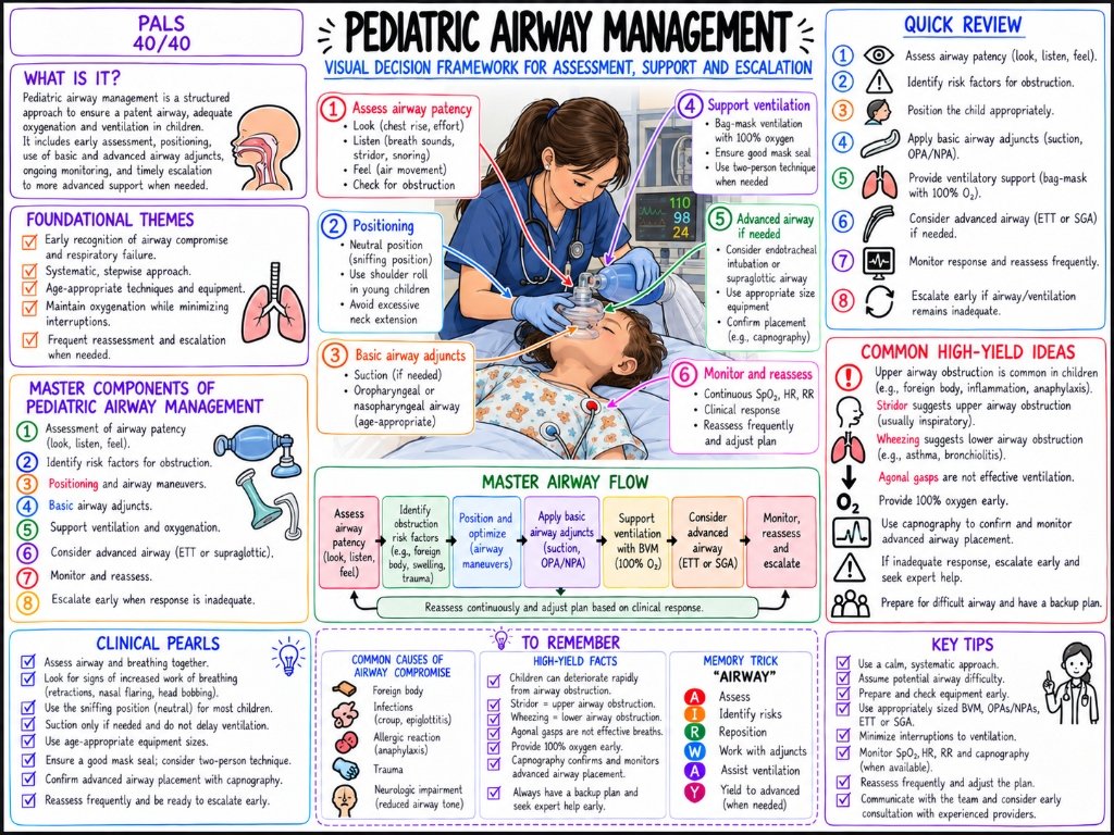 PALS 40/40: Pediatric Airway Management — Visual Decision Framework for Support